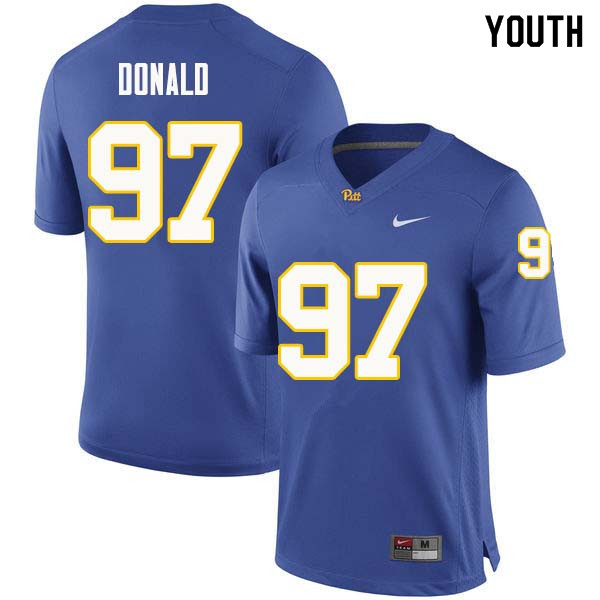 Youth #97 Aaron Donald Pittsburgh Panthers College Football Jerseys Sale-Royal